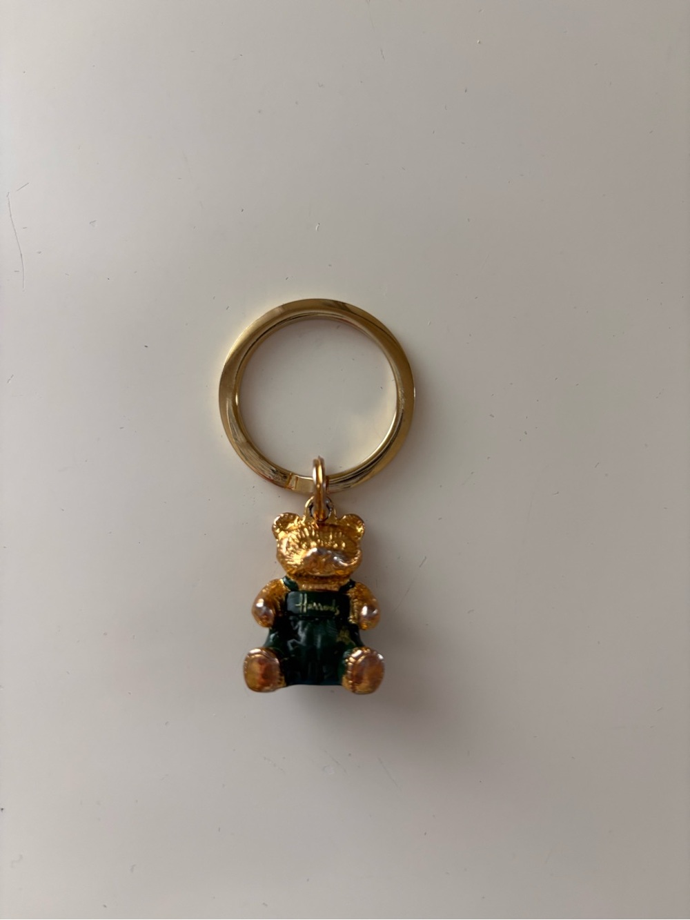 Harrods London Teddy Bear Keychain with Dark Green Outfit